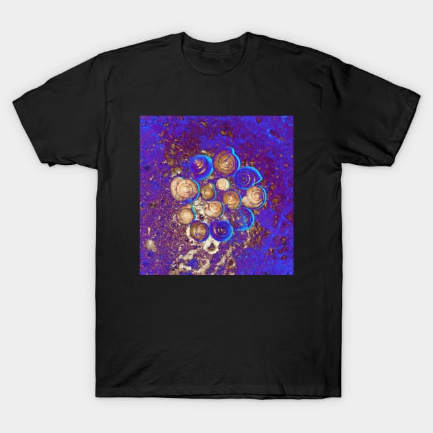 Snail Shells- Violet Blue T-Shirt by Shanzehdesigns